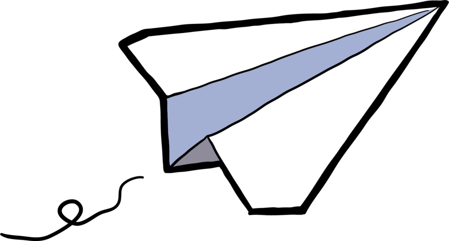 Hand-drawn paper airplane